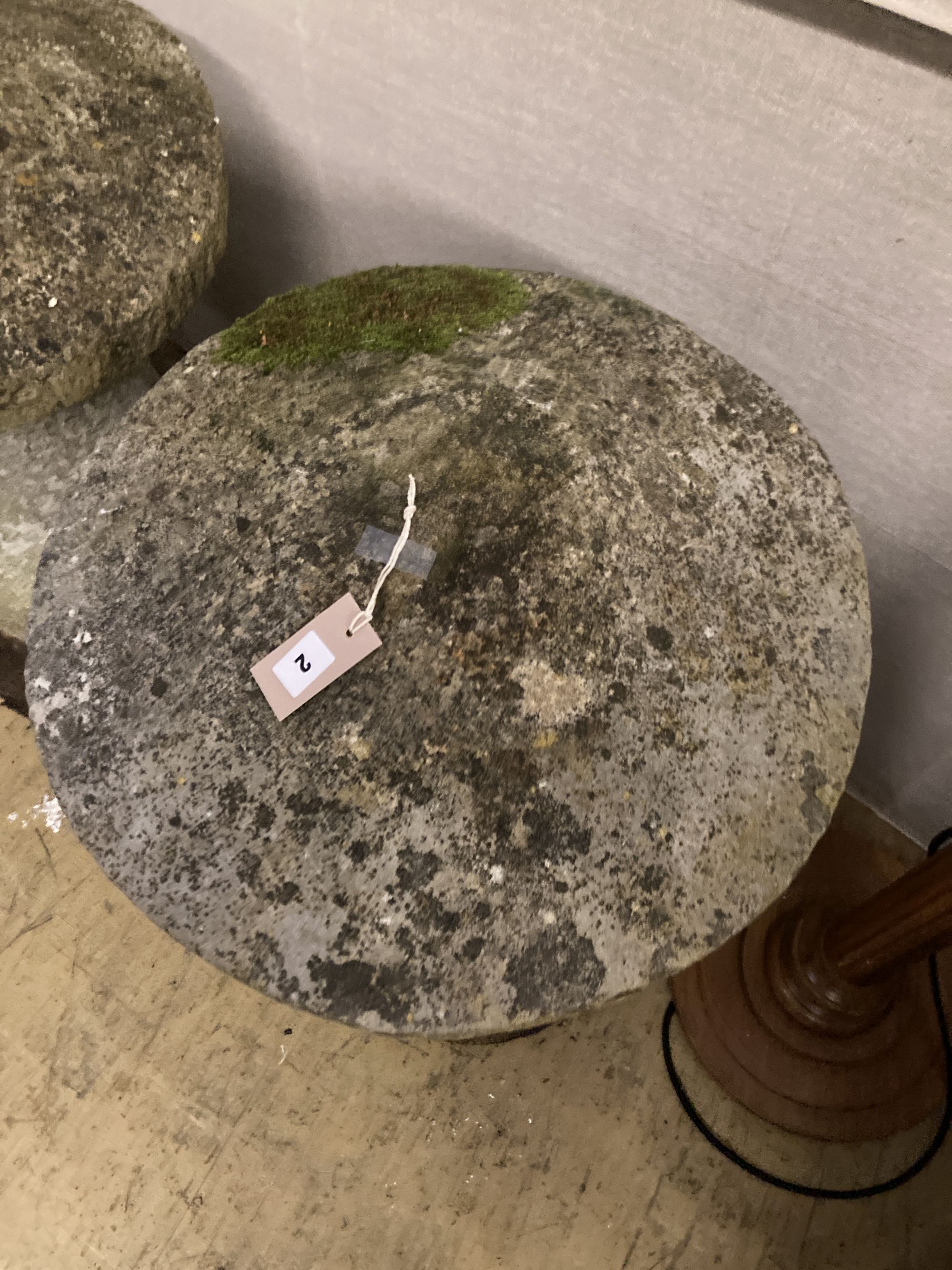 Two staddle stones, diameter 53cm, height 75cm